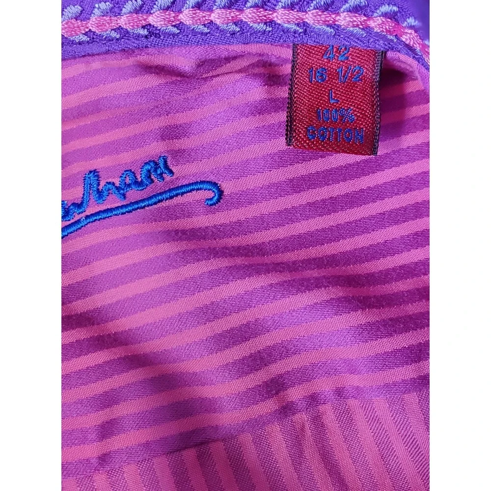 Robert Graham Dress Shirt L Pink Stripe Long Sleeve‎ Button Up